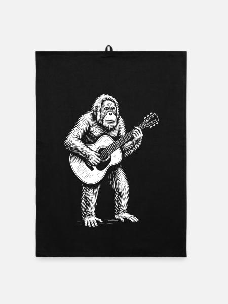 Orang-Utan Gitarren-Serenade - Organic Geschirrtuch - Schwarz - Vorne