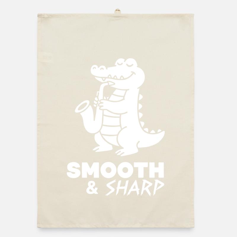 Saxophone Crocodile Retro Torchon bio