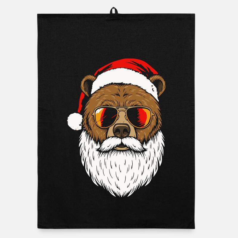 Père Noël, Joyeux Noël, Amusement de Noël Torchon bio