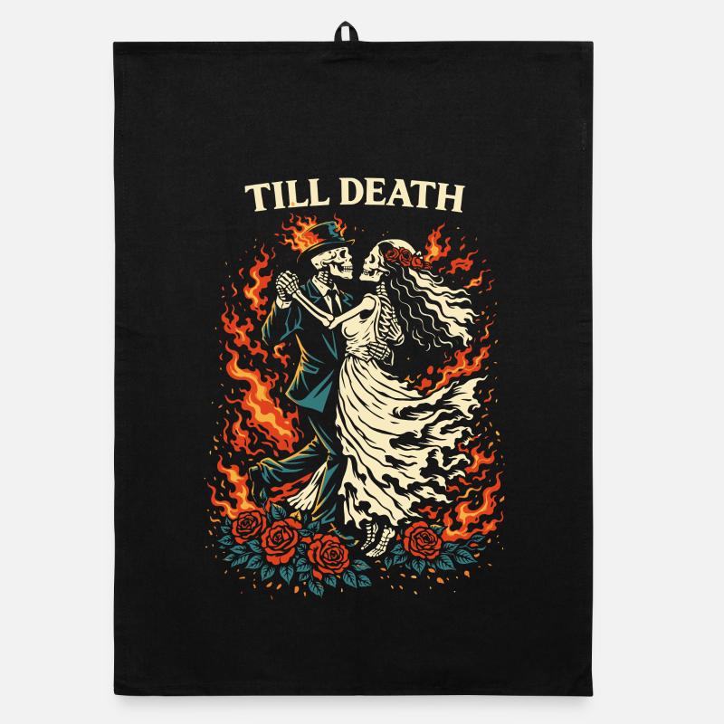 Till Death – Dark Valentine Skeleton Dance Organic Geschirrtuch