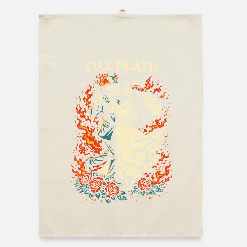 Till Death – Dark Valentine Skeleton Dance Organic dish towel