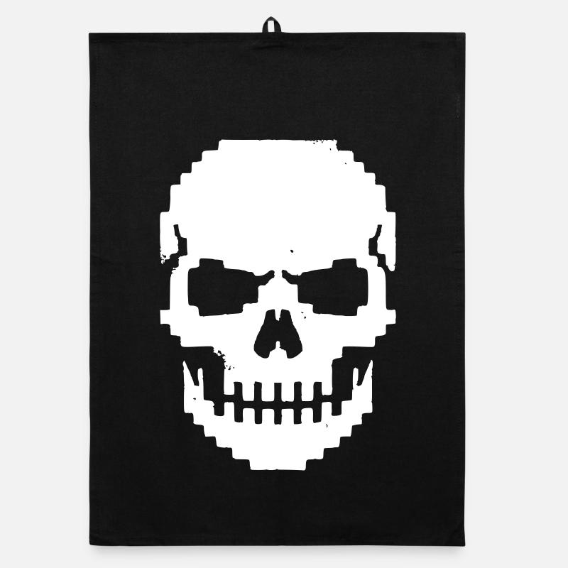 Pixel Skull Jaw 8-Bit Organic dish towel