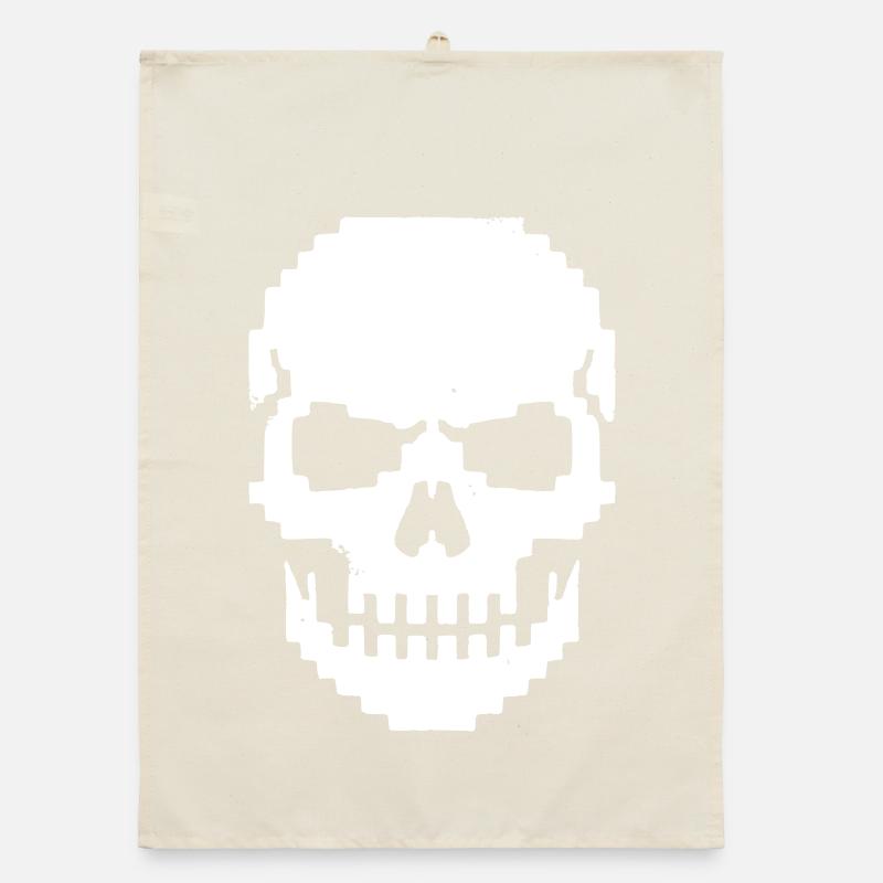 Pixel Skull Jaw 8-Bit Organic dish towel
