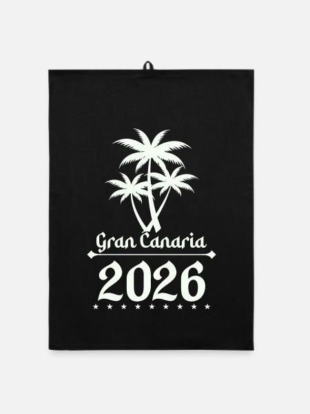Gran Canaria 2026 Palm Tree Logo - Organic dish towel - black - Front
