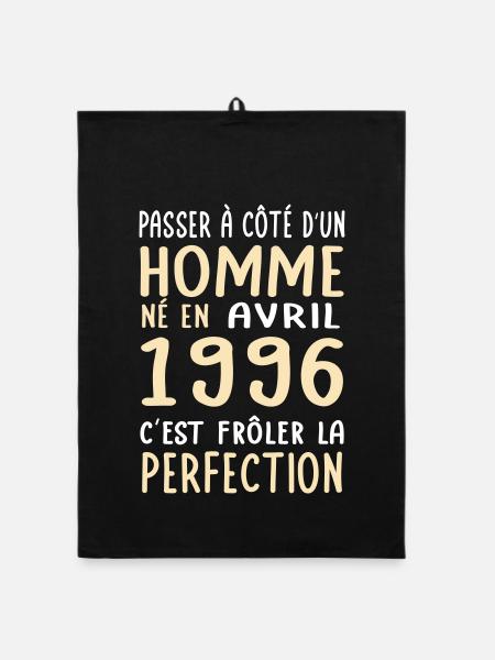 Anniversaire 30 ans - Né en Avril 1996 - Torchon bio - noir - Devant