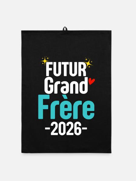 Je Vais Être Grand Frère 2026 Garçon Futur Grand - Torchon bio - noir - Devant