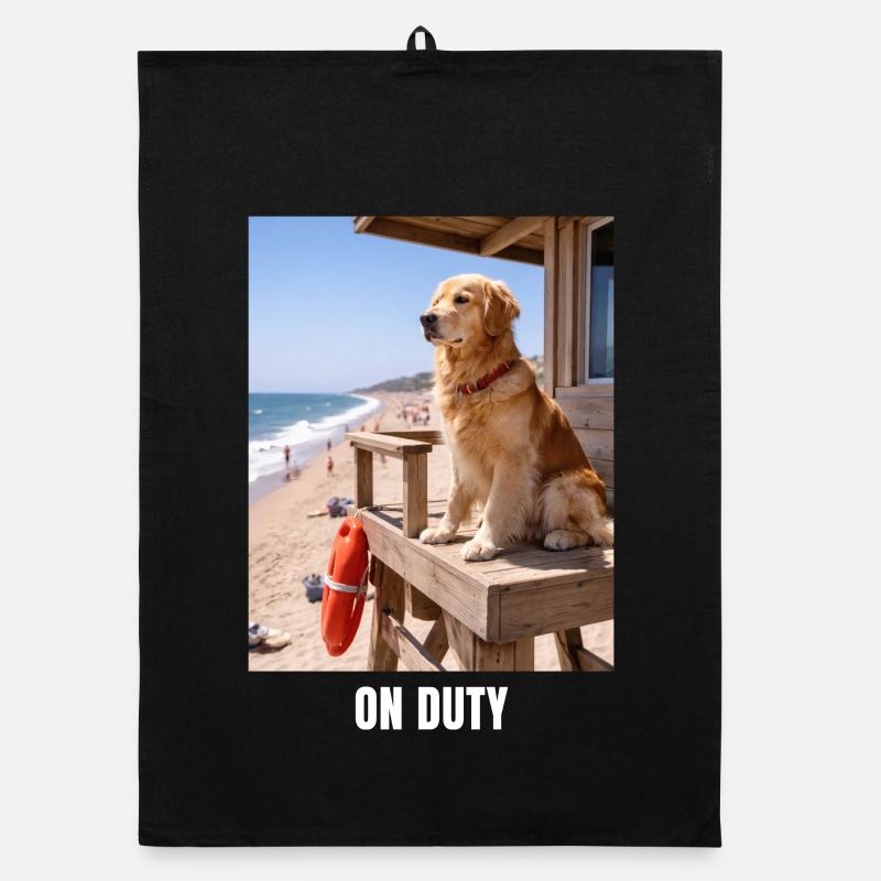 Diensthabender Golden Retriever Rettungsschwimmerhund-Meme Organic Geschirrtuch