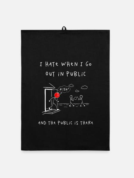 Fear of Audience – Cartoon Scene - Organic dish towel - black - Front