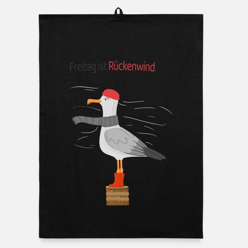 Freitag Rückenwind Möwe Minimalistischer Spruch Organic Geschirrtuch