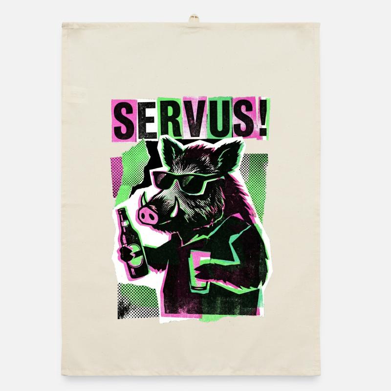 Servus Wildschwein Bier Organic Geschirrtuch