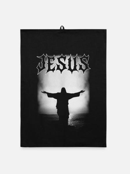 JESUS-GRAFIKKUNST - Organic Geschirrtuch - Schwarz - Vorne