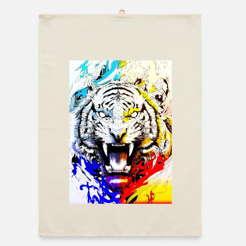 Tigre éclatant en couleurs libres Torchon bio