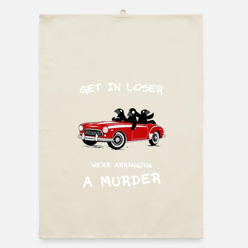 Roter Cabrio Crime Meme Raben Organic Geschirrtuch