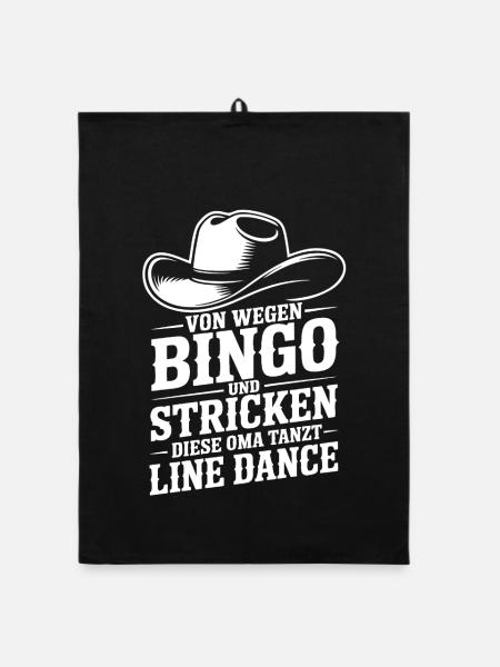 Oma tanzt Line Dance Bingo Stricken - Organic Geschirrtuch - Schwarz - Vorne