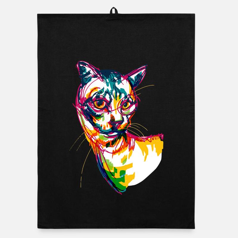 Neonkatze - Organic Geschirrtuch - Schwarz