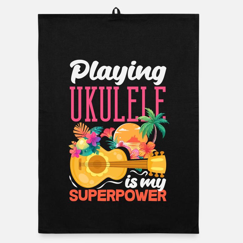 Playing Ukulele Is My Superpower Hawaii Musician Organic dish towel