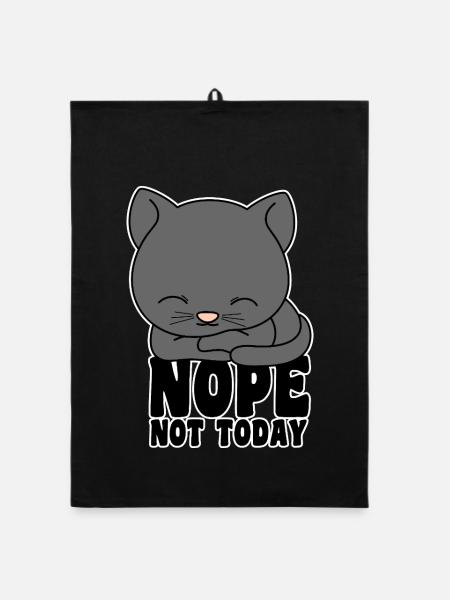 Katze - Nope not today - Organic Geschirrtuch - Schwarz - Vorne