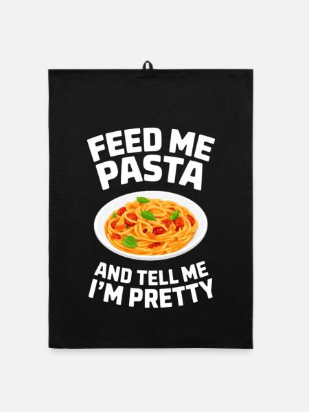 Pasta Spaghetti Noodles Gifts - Organic dish towel - black - Front