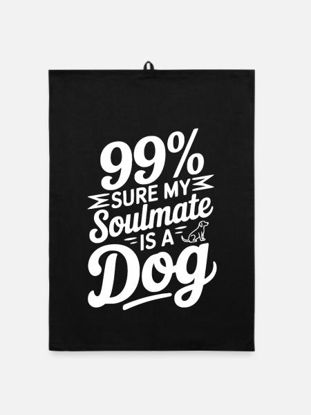99 % sicher, dass mein Seelenverwandter ein Hund ist - Organic Geschirrtuch - Schwarz - Vorne