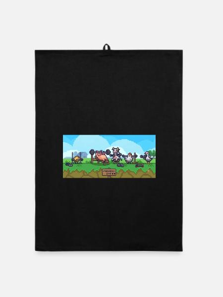 Peasant Gym Pixel Show - Organic dish towel - black - Front