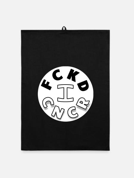 I FUCKED CANCER - Organic dish towel - black - Front
