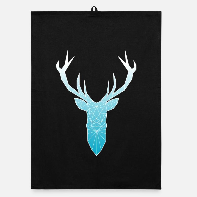 Tête de cerf dans la conception triangle (bleu clair) Torchon bio