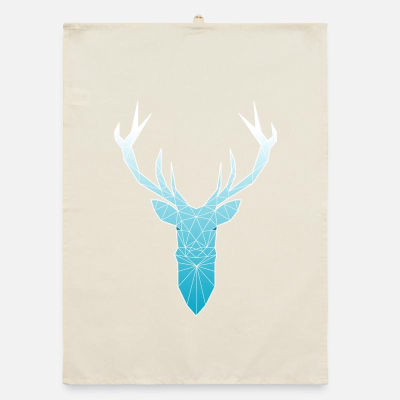 Hirschkopf im Triangel-Design (hellblau) Organic Geschirrtuch