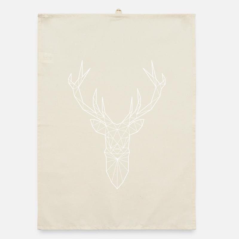 Deer head in triangle design (white) Organic dish towel