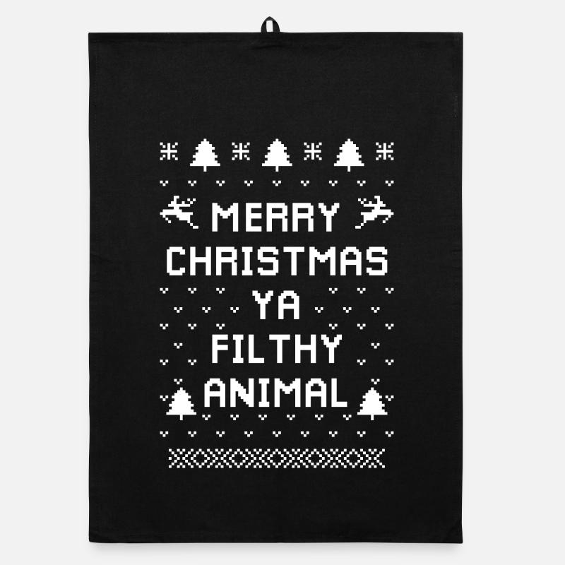 Festliches gestricktes Tier Weihnachtszitat Organic Geschirrtuch