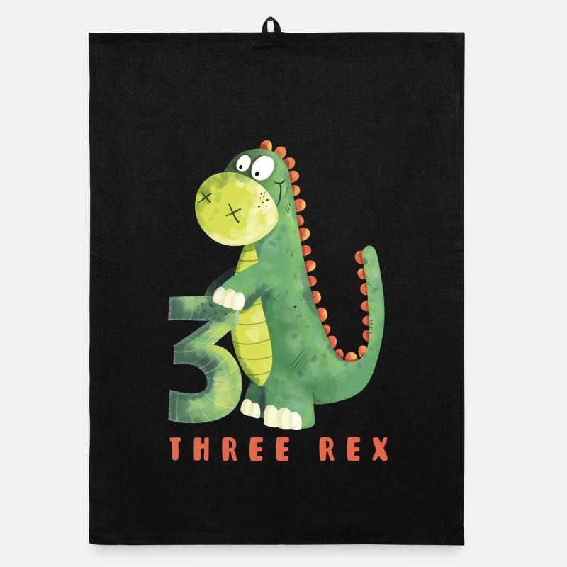 Three Rex I Dino 3 years I 3rd birthday I Three Organic dish towel