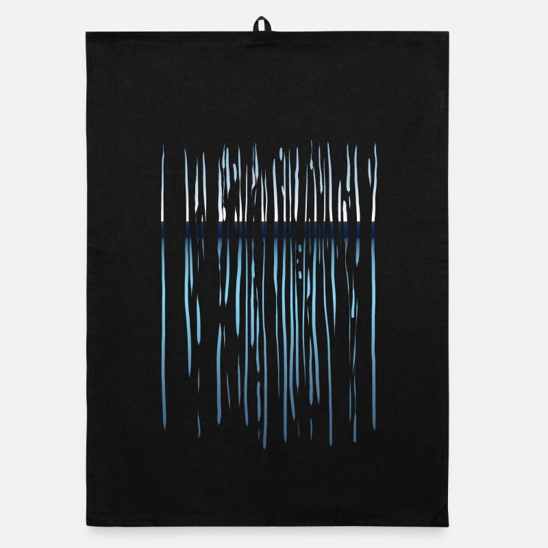 Lines pattern - horizon - Organic dish towel - black