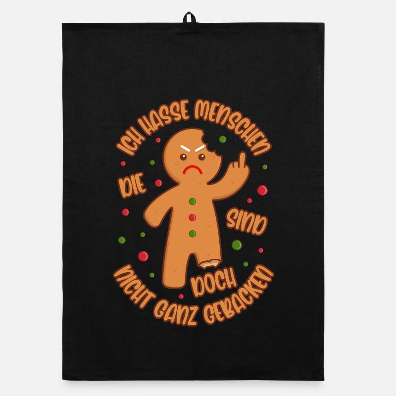 Lebkuchenmann Ich hasse Menschen Gebacken Geschenk Organic Geschirrtuch