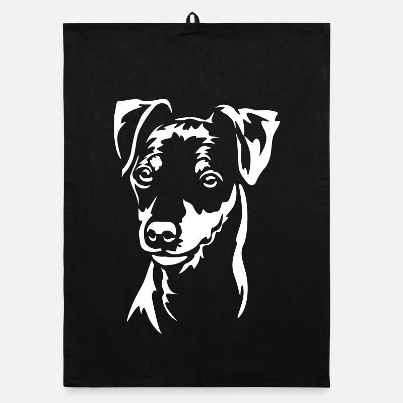 Zwergpinscher Kopf "Black Edition" - Organic Geschirrtuch - Schwarz