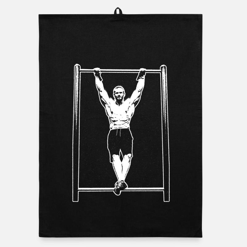 Calisthenics Hanging Pose Silhouette Organic dish towel