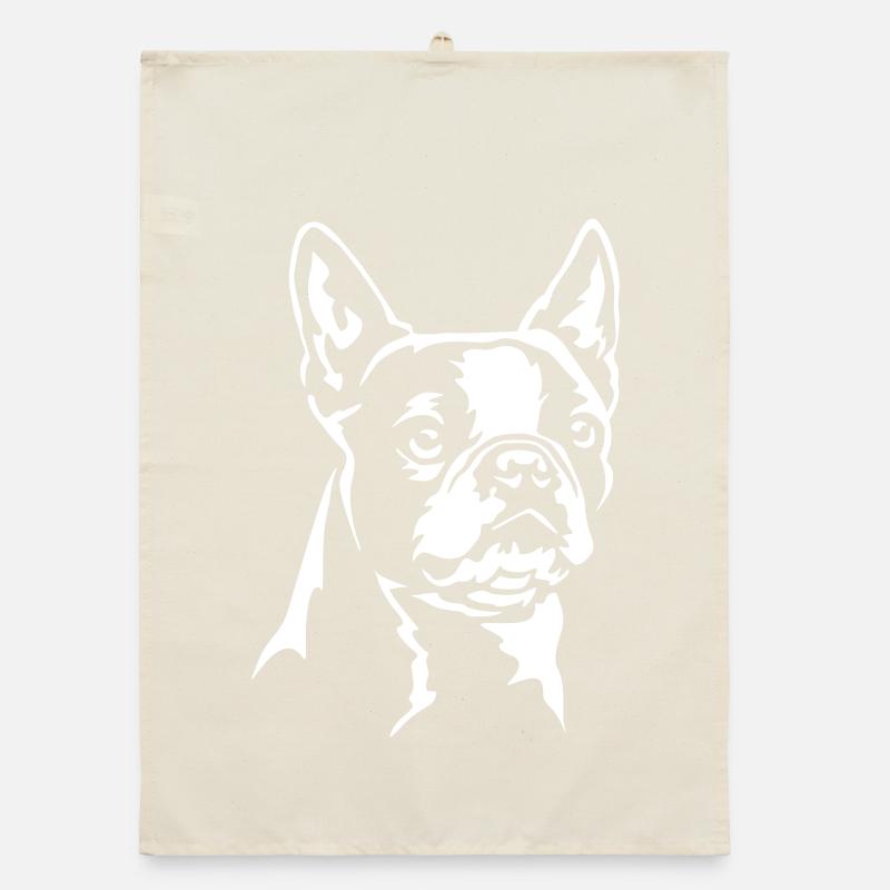 Tête de Boston Terrier « Black Edition » Torchon bio