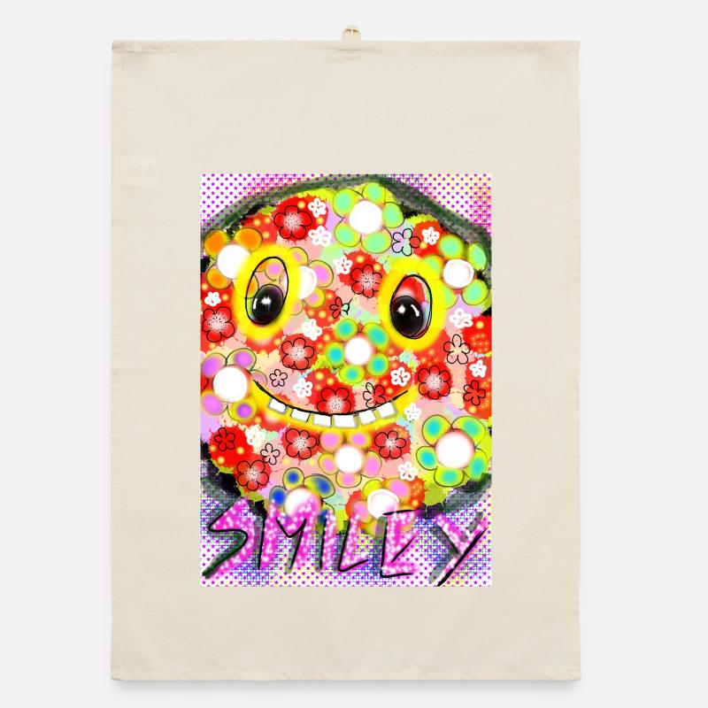 Bunte Pixel-Silhouette mit Smile Organic Geschirrtuch