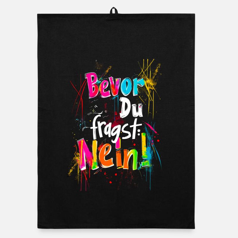 Bevor Du fragst: NEIN! - Organic Geschirrtuch - Schwarz