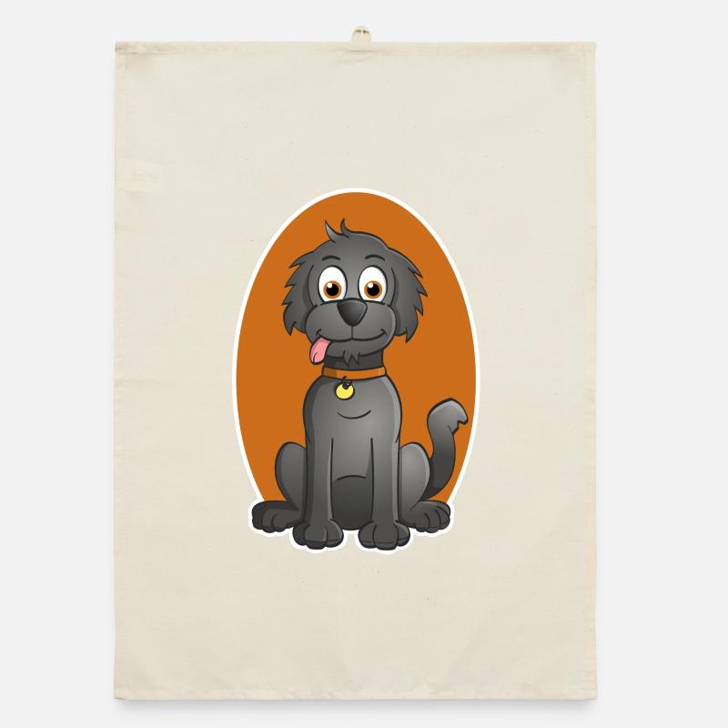 Illustration joyeuse d’un chien dans le style de dessin animé Torchon bio