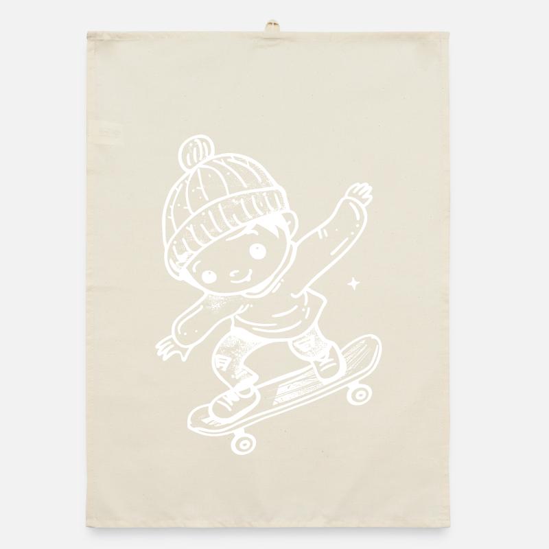 Skateboard Kind Comic Organic Geschirrtuch