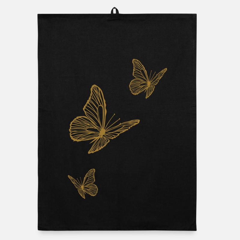 Golden Butterflies - Light & Midsummer Magic Organic dish towel