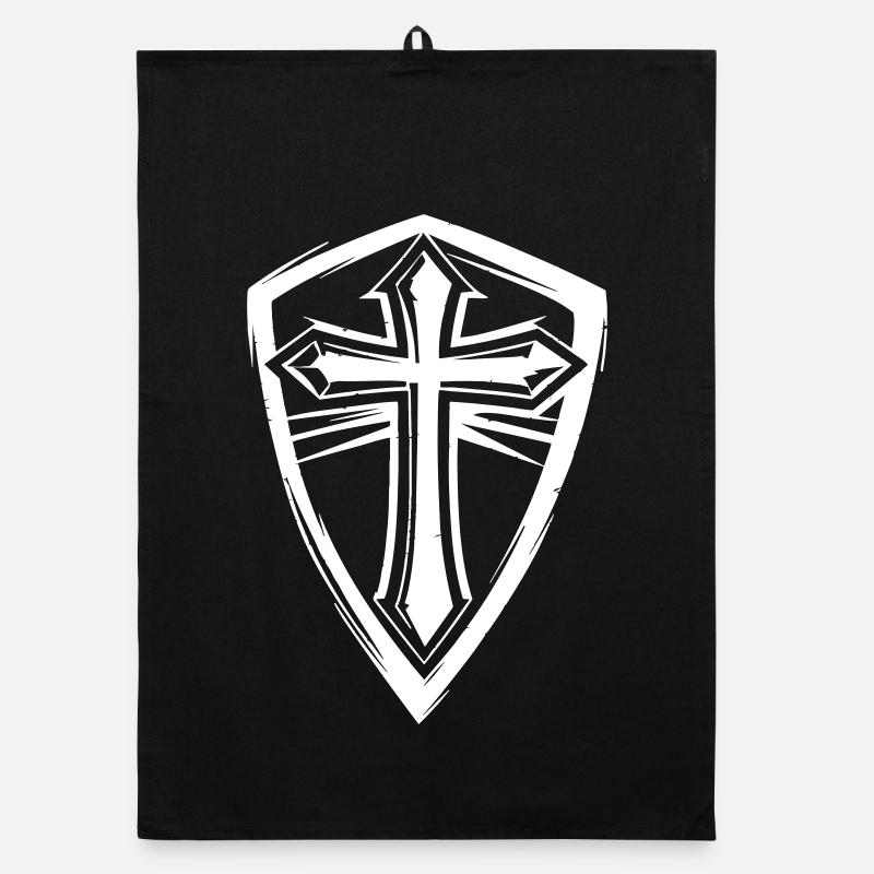 Symbole de la croix dans le motif du bouclier Torchon bio