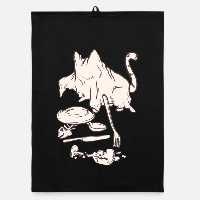 Scène de crime - Halloween Cat - Torchon bio - noir