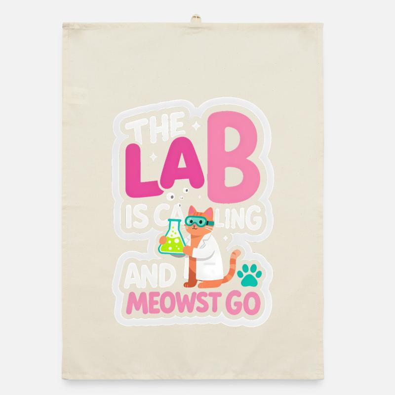 Wissenschaft trifft Katze – Lab is Calling Meow Organic Geschirrtuch
