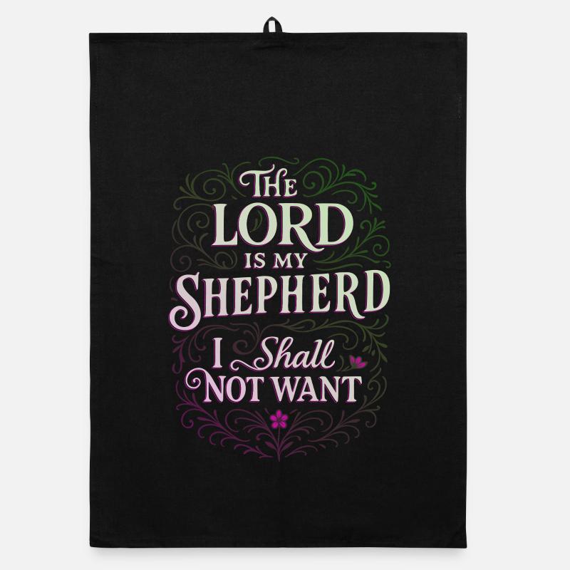 Der Herr ist mein Hirte Psalm 23 - Organic Geschirrtuch - Schwarz