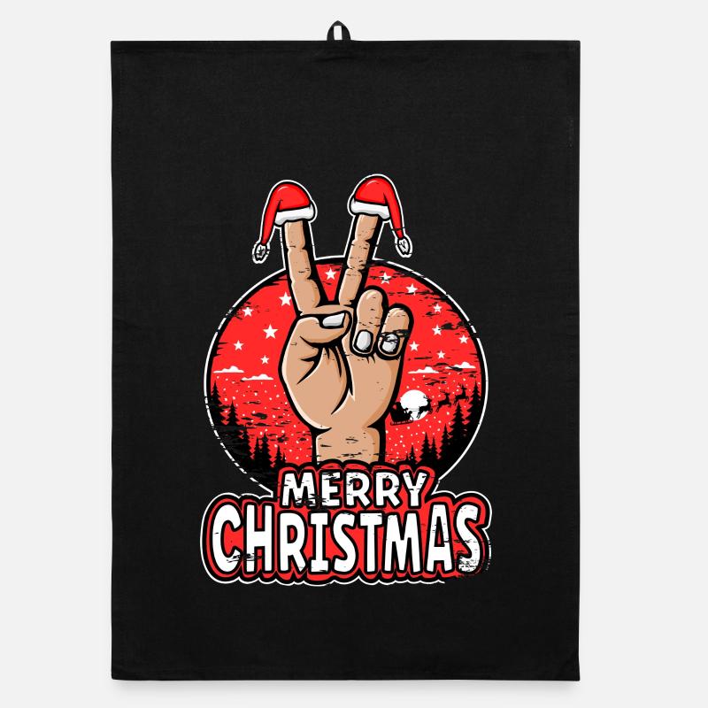 Joyeux Noël Signe de Paix Motif Rose Utilisé Torchon bio