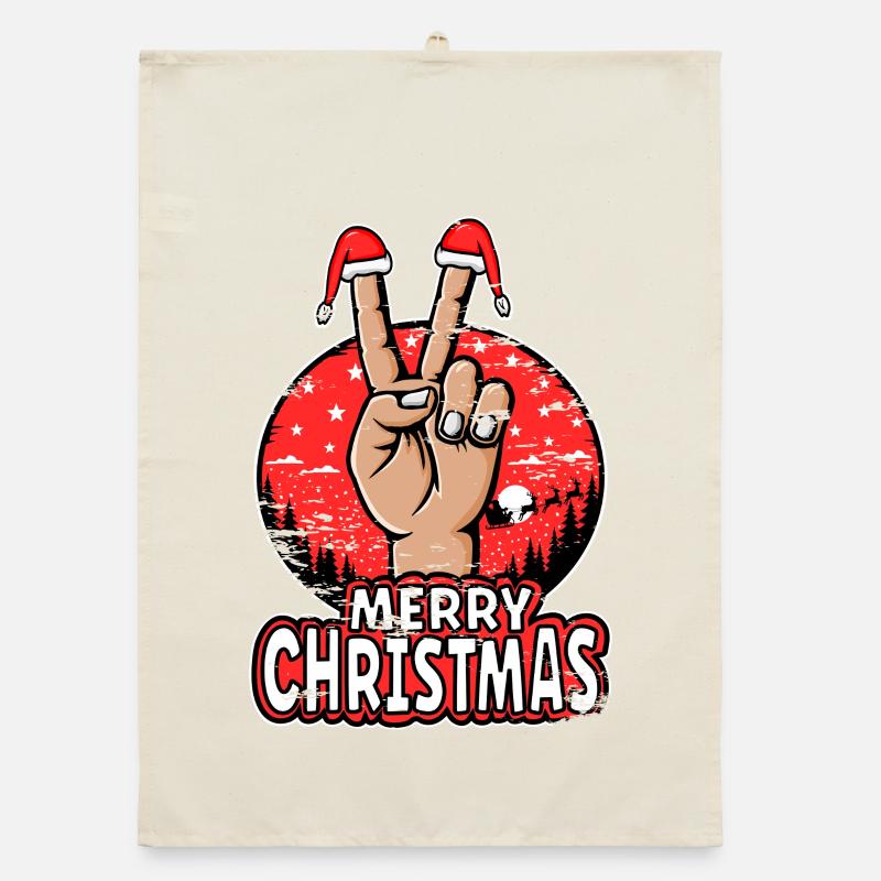 Joyeux Noël Signe de Paix Motif Rose Utilisé Torchon bio