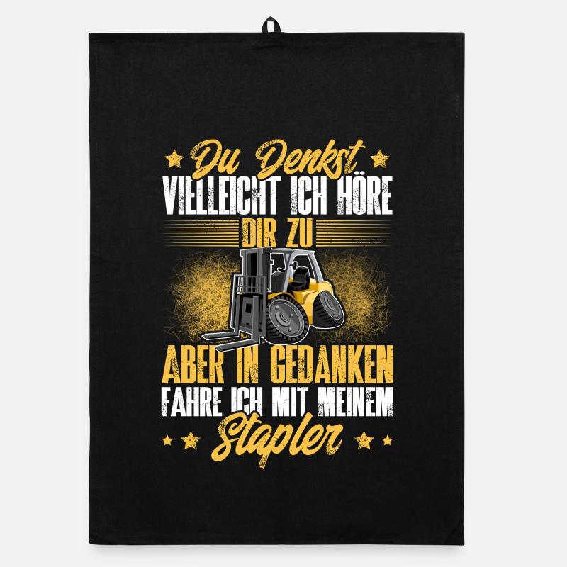 Gabelstapler Staplerfahrer - Organic Geschirrtuch - Schwarz