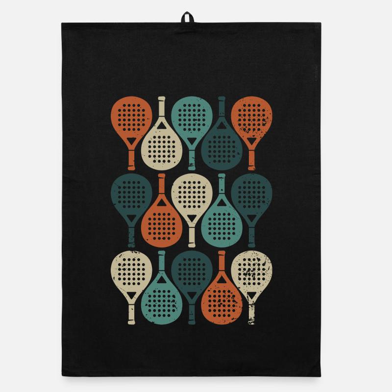 Vintage Padel | Retro Rackets Design - Organic Geschirrtuch - Schwarz