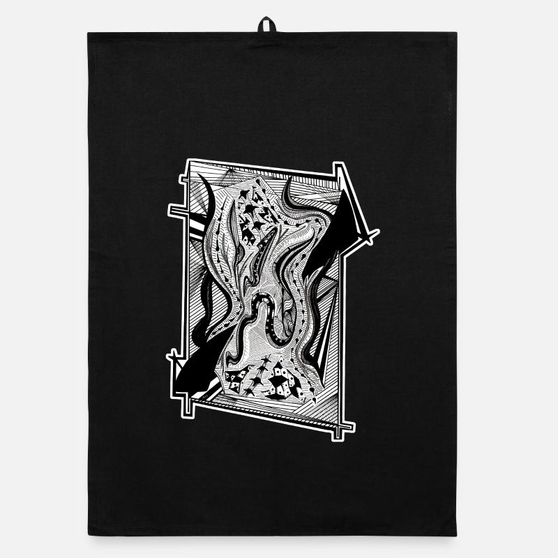 Design abstrait noir et blanc n°8 Torchon bio