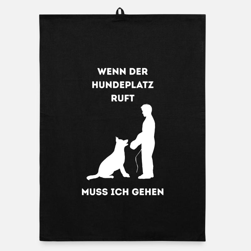 Wenn_der_Hundeplatz_ruft- - Organic Geschirrtuch - Schwarz